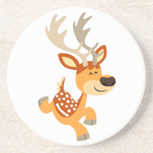 Grès Dessous de verre de cerfs en jachère en caricature