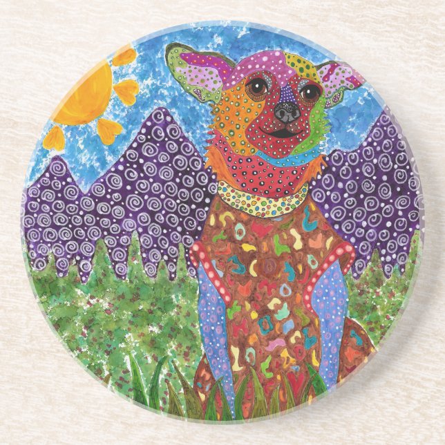 Grès Dessous de verre de chien mâché en bleu (Devant)