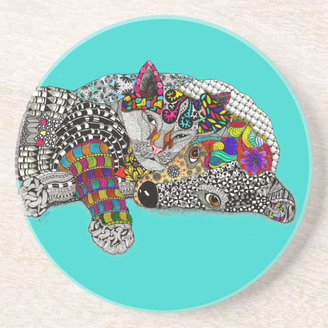 Grès Dessous de verre de chien mâché en bleu (Devant)