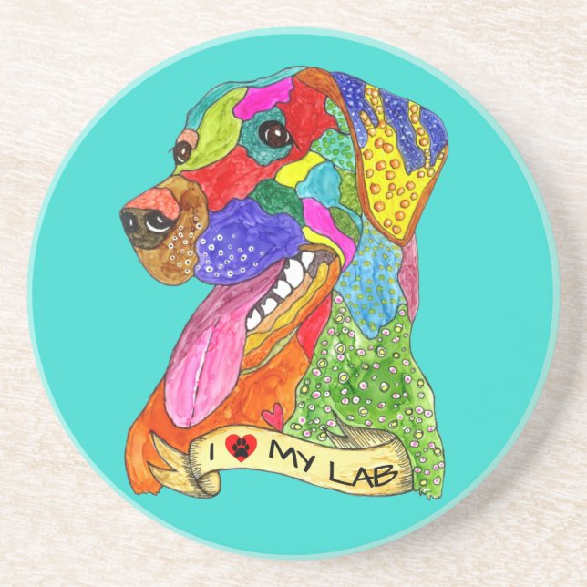 Grès Dessous de verre de chien mâché en bleu (Devant)