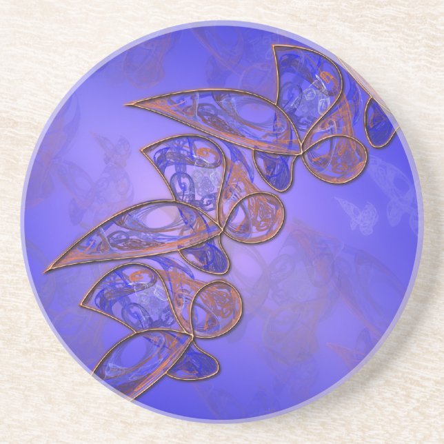 Grès Dessous de verre de papillons en cuivre (Devant)
