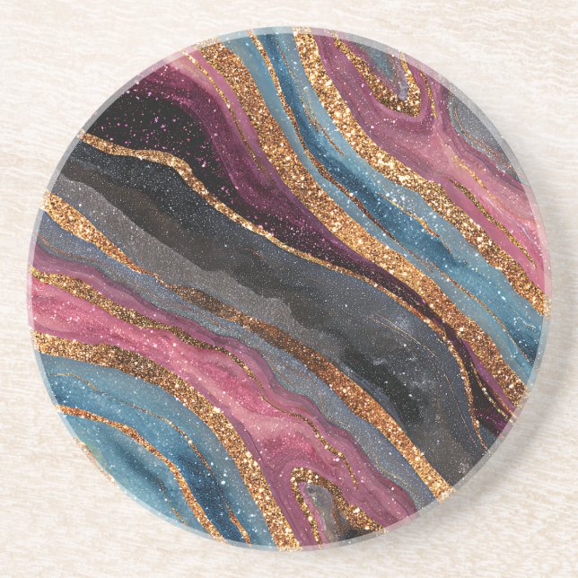 Grès Dessous de verre en agate à paillettes bohème (Devant)