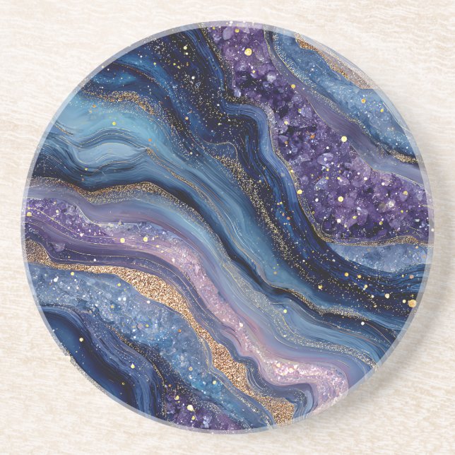 Grès Dessous de verre en agate pailleté bohème (Devant)