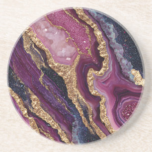 Grès Dessous de verre en agate pailleté boho
