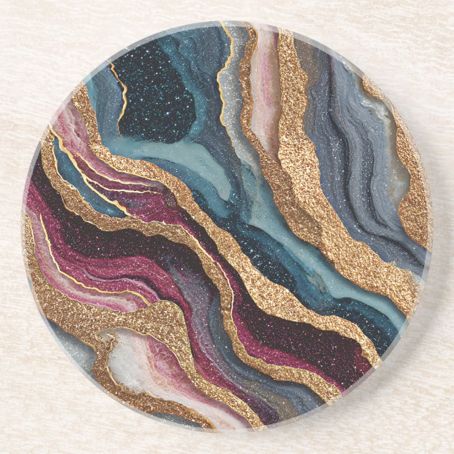 Grès Dessous de verre en agate pailletée bohème (Devant)