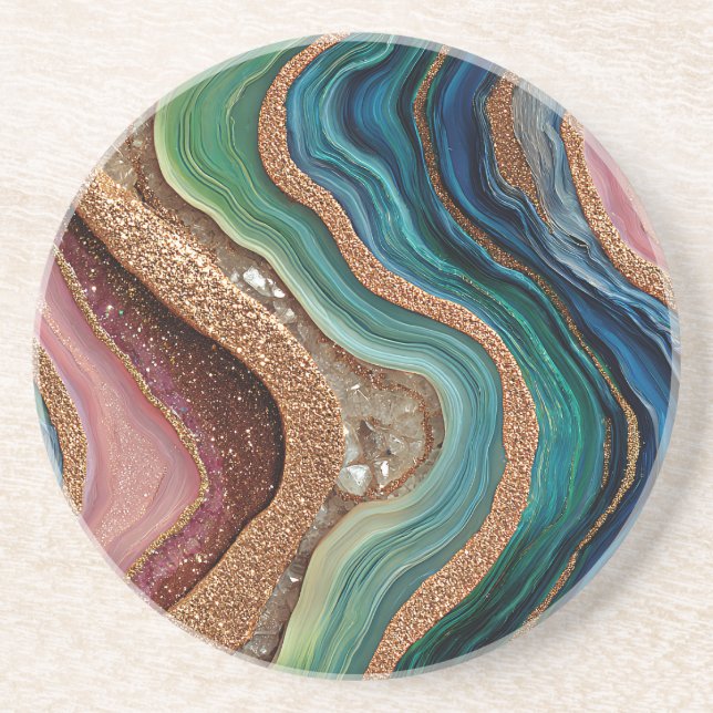 Grès Dessous de verre en agate pailletée bohème (Devant)