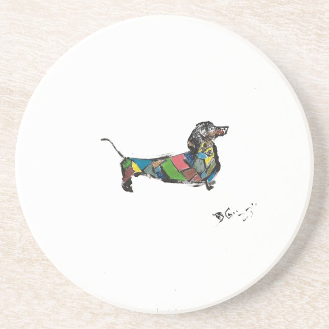 Grès Dessous de verre en marbre de Dachshund (Devant)
