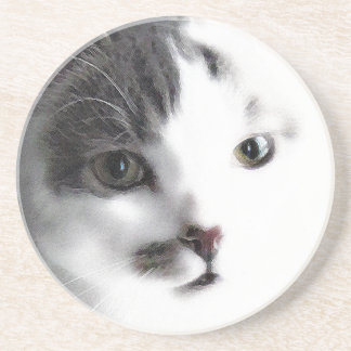 Grès Dessous de verre en pierre à visage de chat stylis