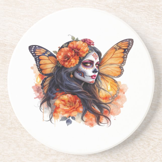 Grès Dessous de verre en pierre de Calavera Catrina (Devant)