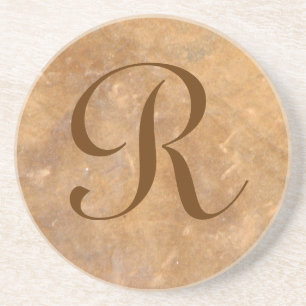 Grès Dessous de verre en pierre de monogramme d'arrièr