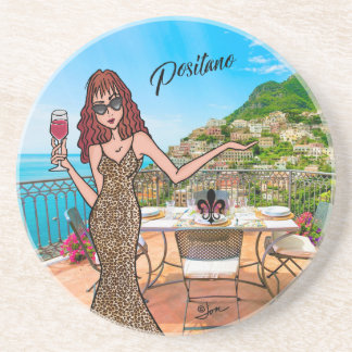 Grès Dessous de verre en pierre de Positano Leopard