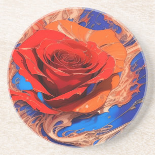 Grès Dessous de verre en pierre de Rose marbré Abstrait