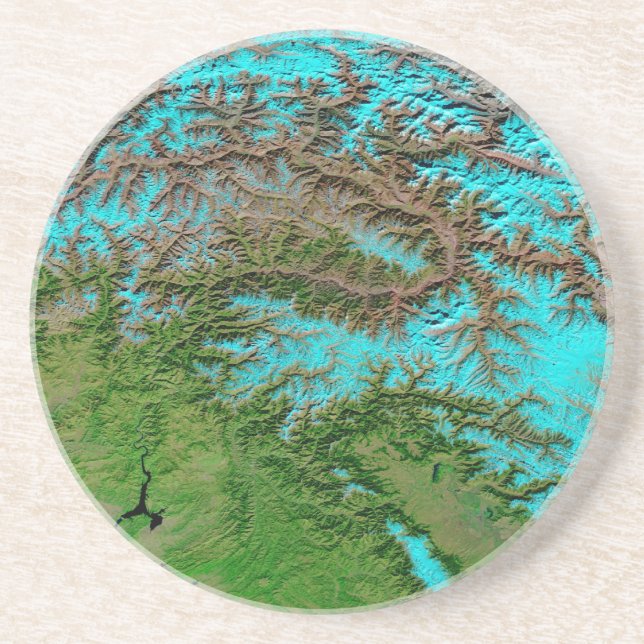 Grès Dessous de verre en pierre de sable bleu aqua abst (Devant)