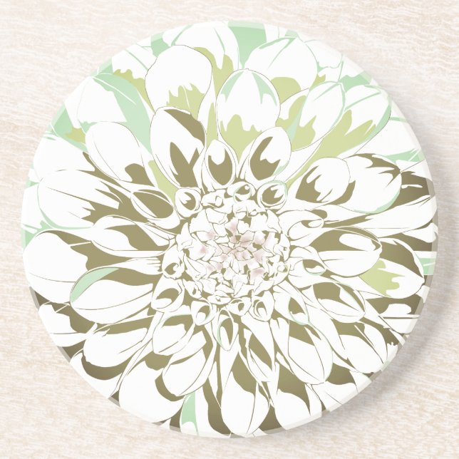 Grès dessous de verre en pierre fleur de dahlia - rond (Devant)