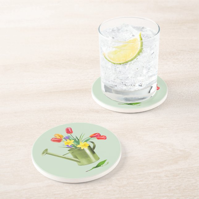 Grès Dessous de verre en pierre Fleurs du Jardin (Côté)
