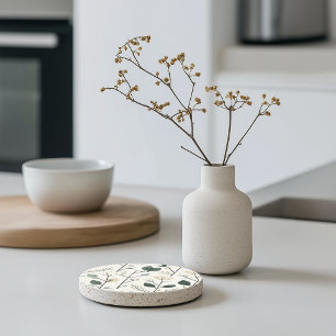 Grès Dessous de verre en pierre florale scandinave