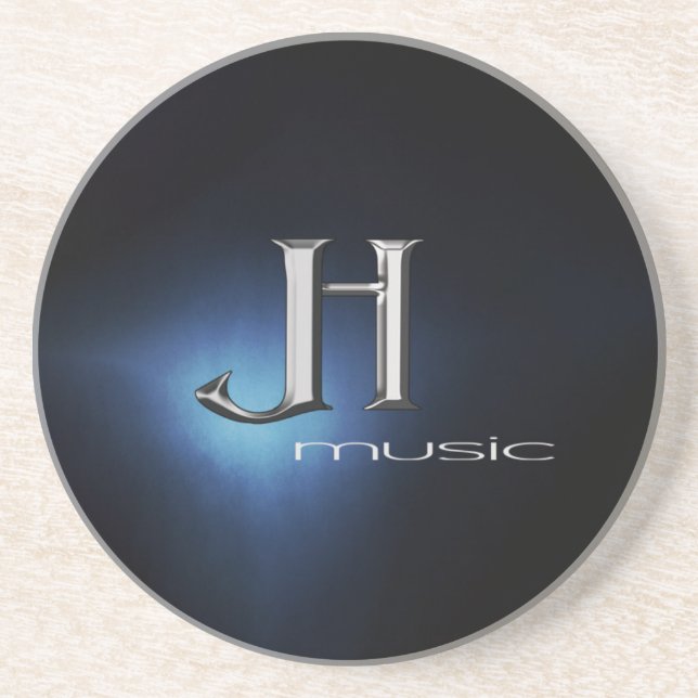 Grès Dessous de verre en pierre - Logo de musique JH (Devant)