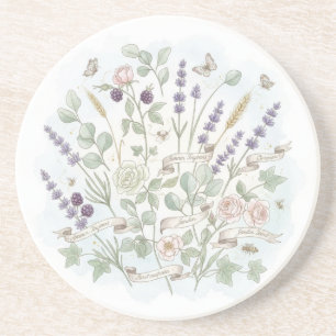 Grès Dessous de verre en pierre ronde - Aquarelle botan
