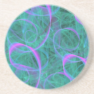 Grès Dessous de verre en rubans bleu et rose