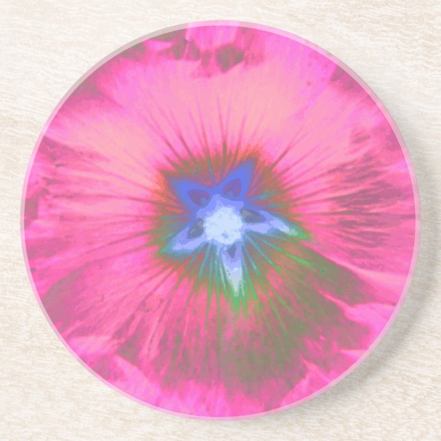 Grès Dessous de verre en velours rose Hollyhock (Devant)