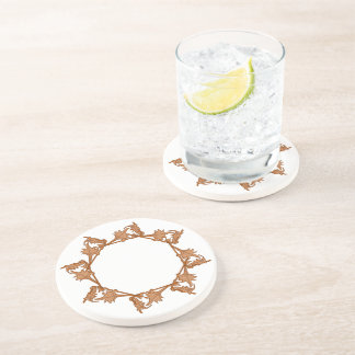 Grès Dessous de verre - Feuilles en Cercle (octogone)