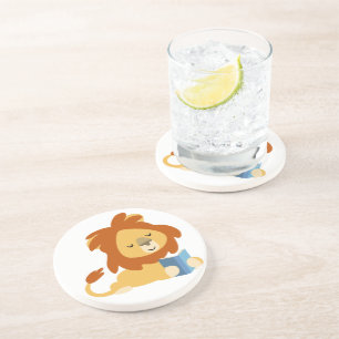 Grès Dessous de verre Lion de dessin animé en lecture m