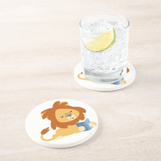 Grès Dessous de verre Lion de dessin animé en lecture m