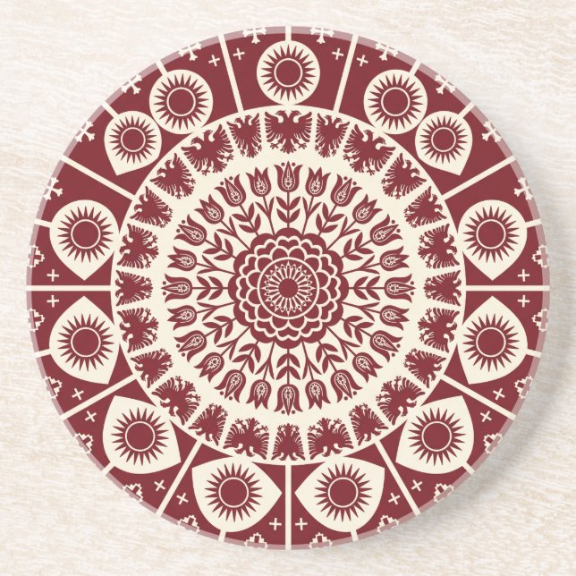 Grès Dessous de verre mandala représentant un aigle en  (Devant)
