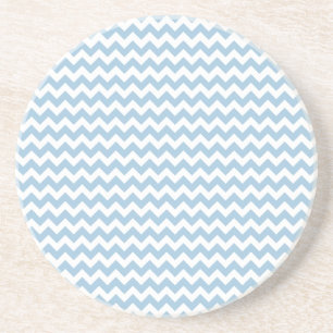 Grès Dessous de verre rond en grès, Chevrons Bleus et B