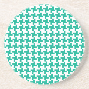 Grès Dessous de verre rond en grès, Dogtooth vert émera