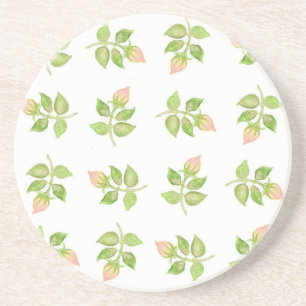 Grès Dessous de verre rose et blanc Rosebud en mini-imp