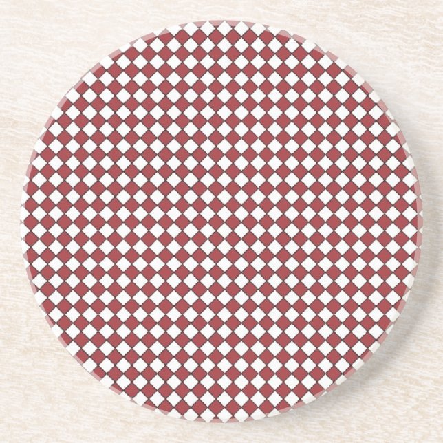 Grès Dessous de verre rouge, noir et blanc En vichy (Devant)