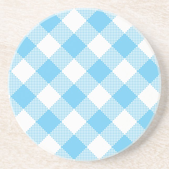 Grès en vichy série : Dessous de verre bleu 1 de nombre (Devant)