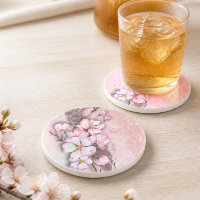 Fleurs de cerisier abstraites dessous de verre en