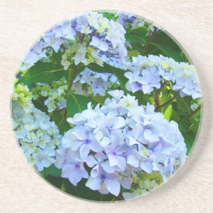 Grès Fleurs d'hortensia bleu sur dessous de verre en gr