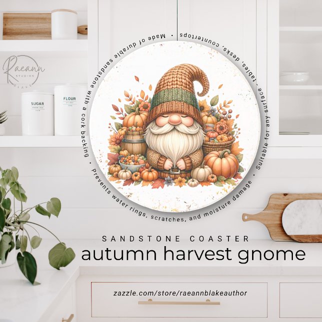 Grès Gnome de la récolte d'automne Dessous de verre en  (Créateur téléchargé)