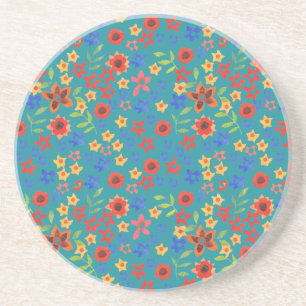 Grès Imprimé floral rétro chic sur dessous de verre en