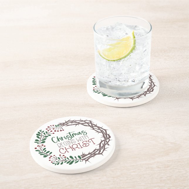 Grès NOËL COMMENCE AVEC LE Dessous de verre EN Pierre C (Côté)