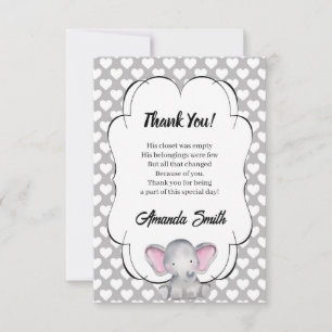 Grey and White Hearts Elephant Baby shower Merci Y