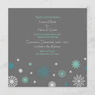Grey Aqua Neige hiver Mariage Invitation Cartes