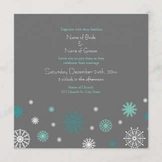 Grey Aqua Neige hiver Mariage Invitation Cartes