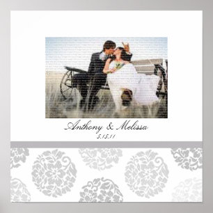 Grey Bouquet Mariage Photo Collage Poster d'Art Mu