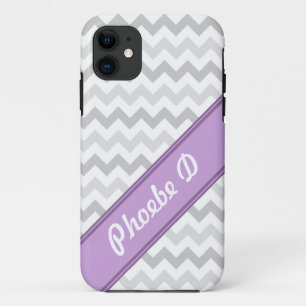 Grey Chevron violet personnalisé iPhone 5 Coque
