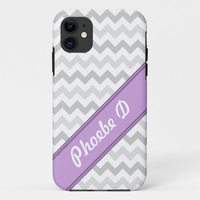 Grey Chevron violet personnalisé iPhone 5 Coque (Dos)