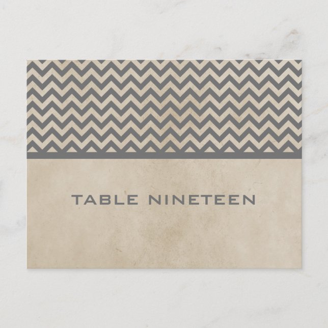Grey Chic Chevron Numéro de table Carte postale (Devant)