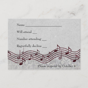 Grey Damask Red Music RSVP
