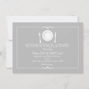Grey Elegant Mariage Répétition Dîner Invitation