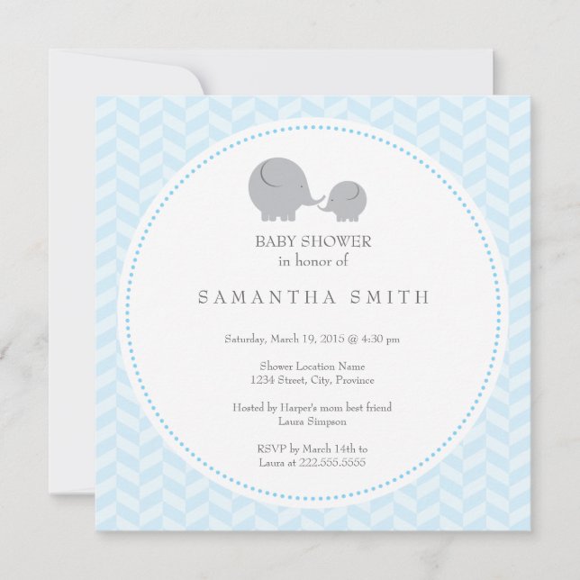 Grey Elephant ı Baby shower Invitation (Devant)