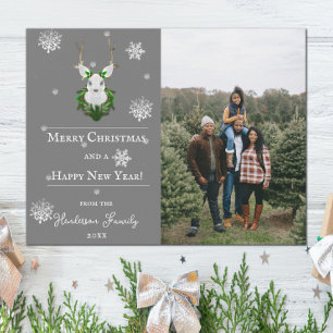 Grey Festin Reindeer Carte photo de vacances