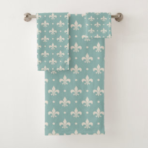 Grey Fleur De Lis motif sur arrière - plan turquoi